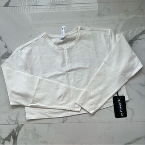 Alphalete Core LS Crop Tee - White